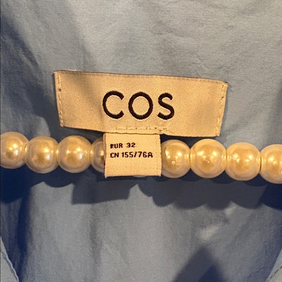 COS Light Blue Casual Button Down Shirt Dress Size XXS Oversized Lagenlook - Picture 10 of 13